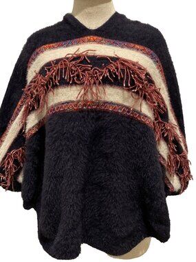 Francesca's Boutique Women's Hooded Shawl Southwestern Fringed 77916 One Size
